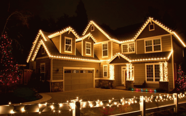 Christmas lights on a home in London, Ontario.